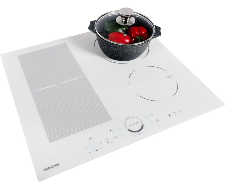Электрическая варочная панель Hiberg i-MS 6049 W 59 см, 4 конфорки стеклокерамика, белый фото 8
