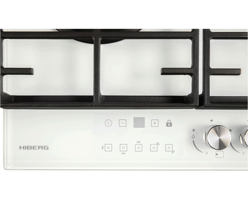 Газовая варочная панель Hiberg VM 9155 W 87 см, 5 конфорок, белый фото 7