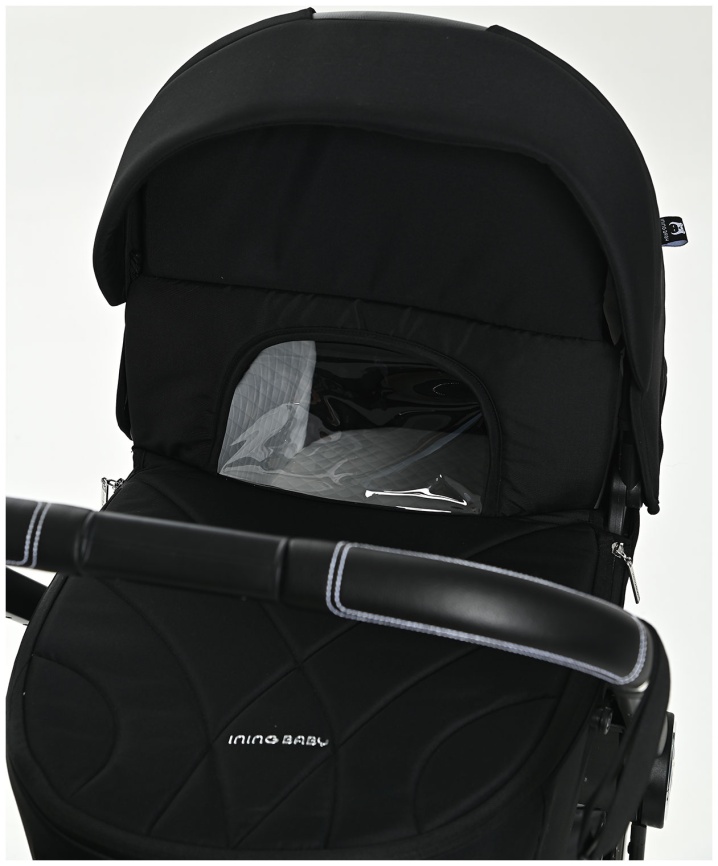Коляска 2 в 1 Ining Baby Коляска 2 в 1 Ining Baby KR350 black,  люлька, прогулочный блок фото 15