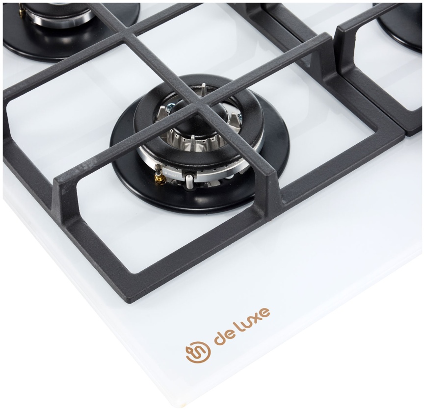 Газовая варочная панель De luxe GG4 750229F-TC-153 58 см, 4 конфорки электроподжиг газконтроль, белый фото 4