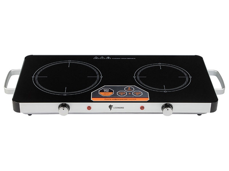 Плита настольная инфракрасная Leonord LE-1748 (108176) 2 конфорки, черный, серебристый фото 2