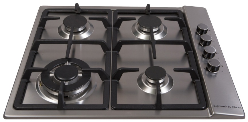 Газовая варочная панель Zigmund & Shtain GN 98.61 S 58 см, 4 конфорки электроподжиг газконтроль, серебристый фото 2