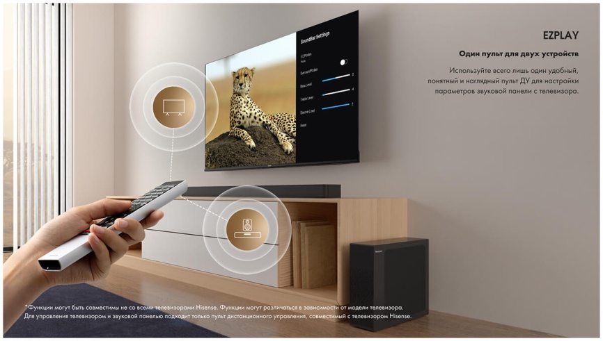 Саундбар  Hisense HS2100, мощность 240 Вт,  пульт ду, Bluetooth, черный фото 15