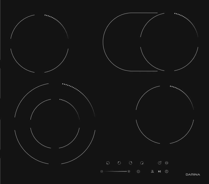 Электрическая варочная панель Darina 6P E328 B 59 см, 4 конфорки стеклокерамика, черный фото 2