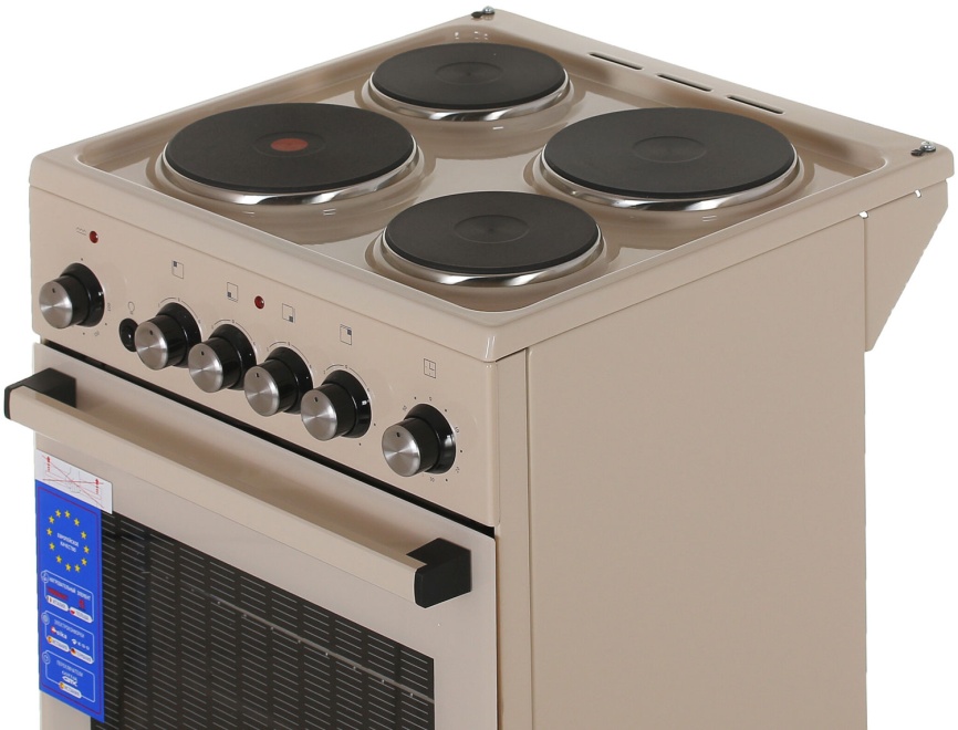 Электроплита De luxe 5004.16э-016 50 см, 43 л, 4 конфорки, белый фото 8