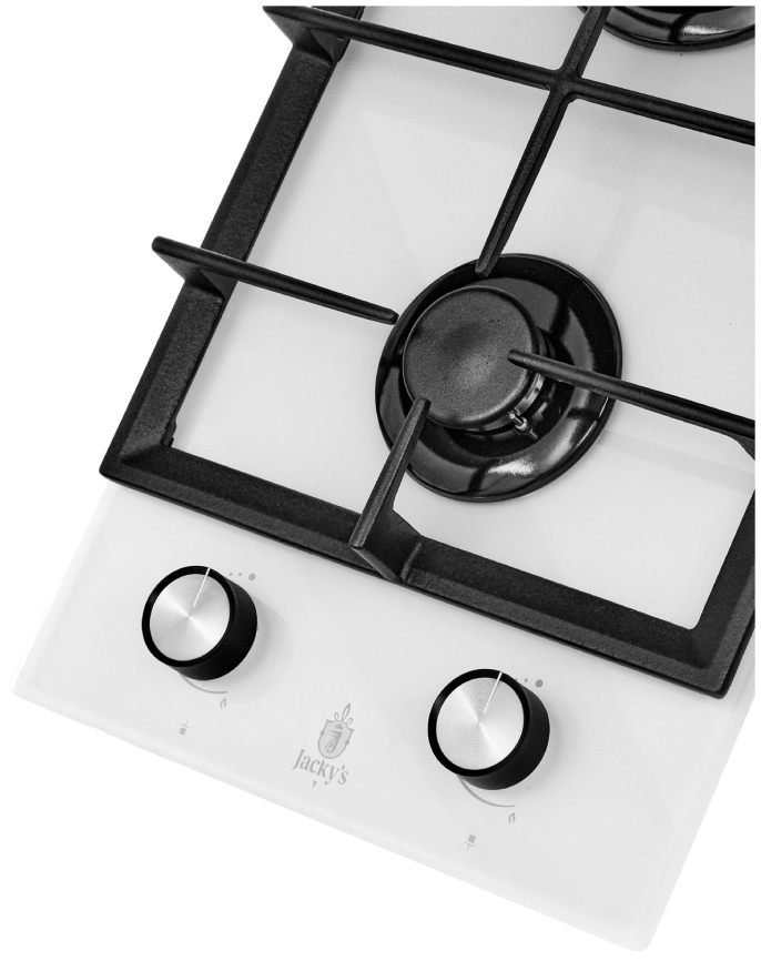 Газовая варочная панель Jacky's JH GW331 29 см, 2 конфорки электроподжиг газконтроль, белый фото 4