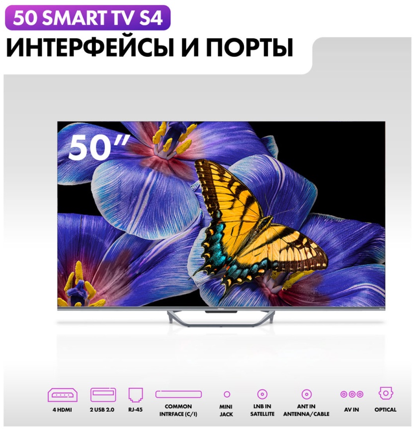 Телевизор Haier 50 Smart TV S4, 50 дюймов, 4K Ultra HD, смарт ТВ, Android TV 11, черный фото 13