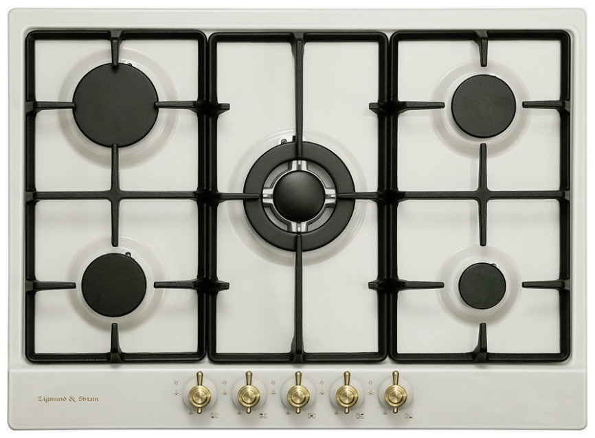 Газовая варочная панель Zigmund & Shtain G 12.7 X 68 см, 5 конфорок электроподжиг газконтроль, бежевый фото 1