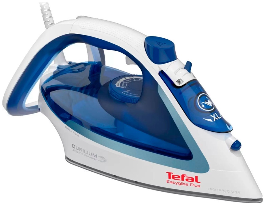 Утюг Tefal Easygliss Plus 2 FV5736E0, 2500 Вт, паровой удар 220 л/мин, синий/ белый фото 1