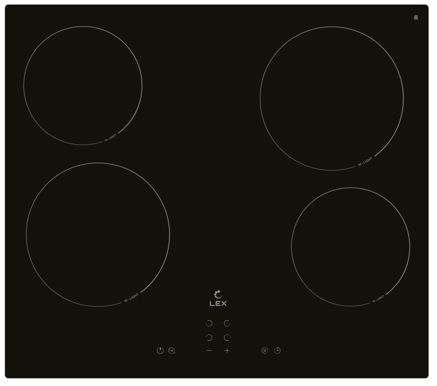Электрическая варочная панель LEX EVH 640A BL 59 см, 4 конфорки стеклокерамика, черный фото 1