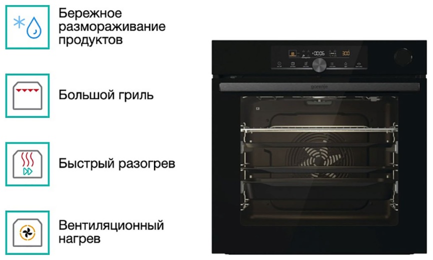 Электрический духовой шкаф Gorenje BPSA6747A08BG 59 см, 77 л, гриль и конвекция, черный фото 8
