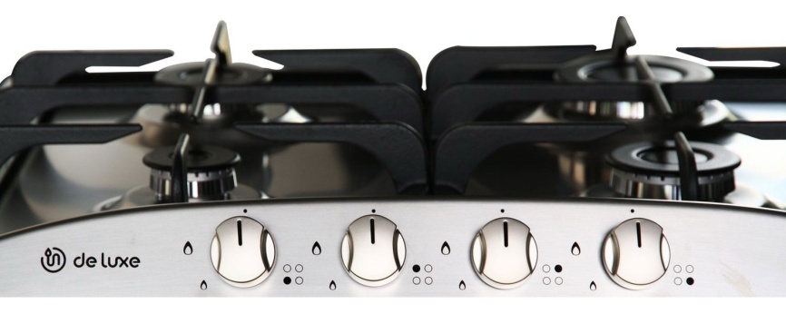 Газовая варочная панель De luxe 5840.00 гмв - 052ЧР 58 см, 4 конфорки электроподжиг газконтроль, серебристый фото 2