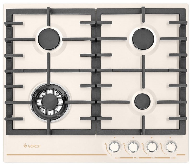 Газовая варочная панель Gefest ПВГ 1214-01 К81 60 см, 4 конфорки электроподжиг газконтроль, кремовый фото 1