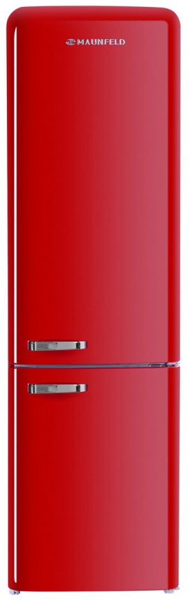 Двухкамерный холодильник Maunfeld MFF186NFRR No frost, красный фото 1