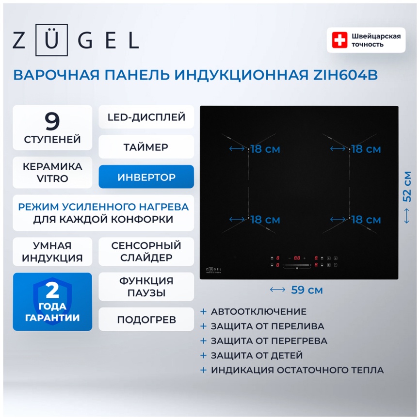 Электрическая варочная панель Zugel ZIH604B фото 3