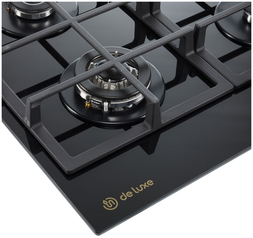 Газовая варочная панель De luxe GG4 750229F-TC-151 58 см, 4 конфорки электроподжиг газконтроль, черный фото 3