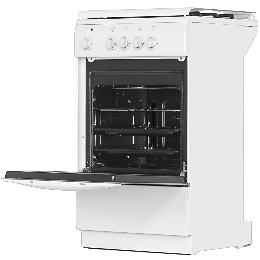 Комбинированная плита De luxe 5040.21 гэ 50 см, 4 конфорки, белый фото 5