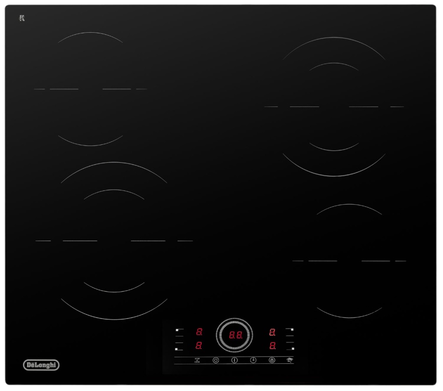 Электрическая варочная панель De’Longhi VITTORIO 2E1F CR 59 см, 4 конфорки закаленное стекло, черный фото 1