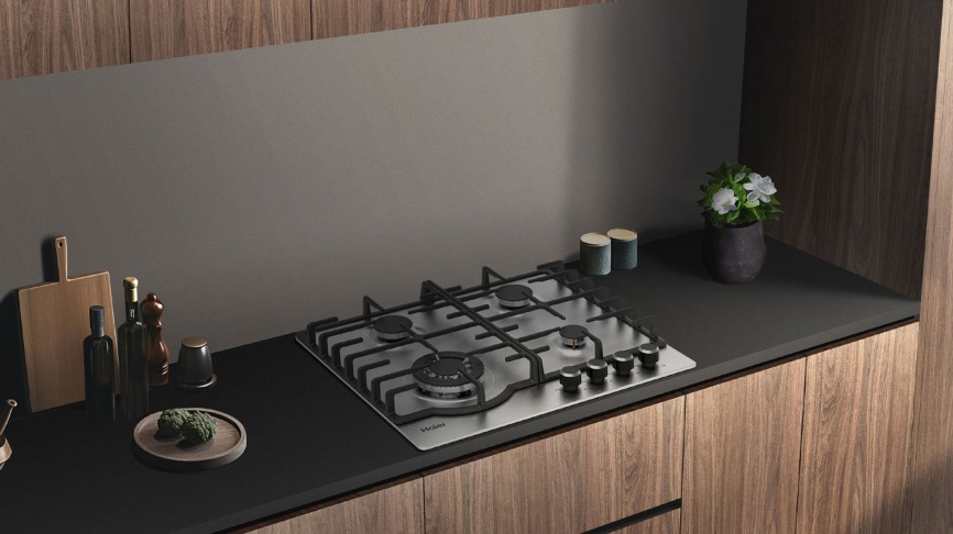 Газовая варочная панель Haier HHX-M64RFX 58 см, 4 конфорки электроподжиг газконтроль, серый металлик фото 5