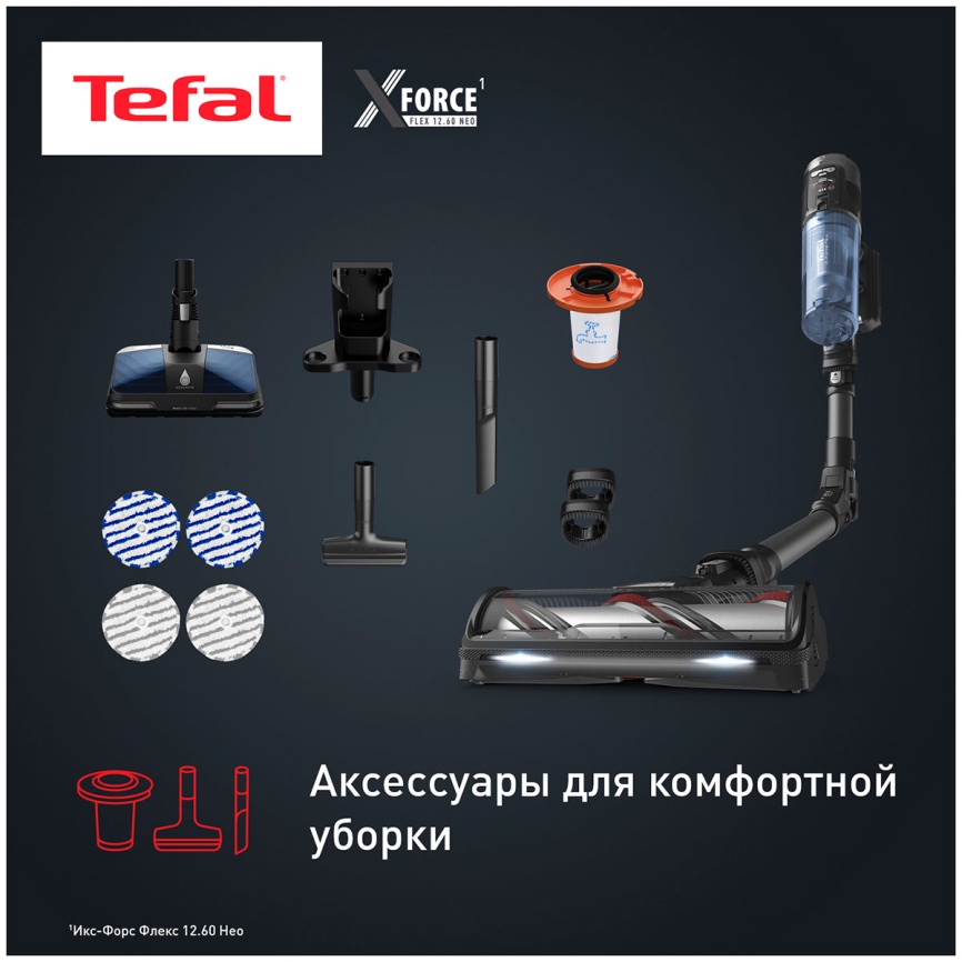 Пылесос вертикальный Tefal X-Force Flex 12.60 Neo TY9LC1WO, синий/серый фото 10