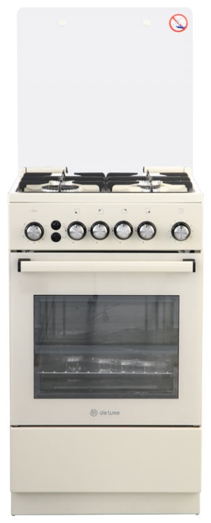 Газовая плита De luxe 5040.30г(кр) ЧР-013 50 см, 43 л, 4 конфорки, слоновая кость фото 1