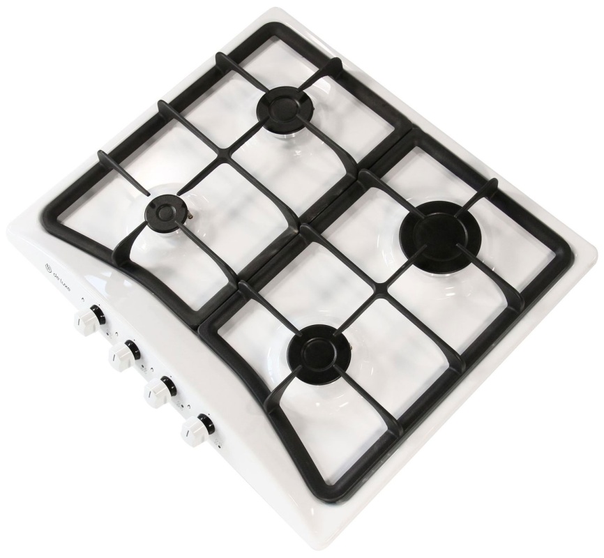 Газовая варочная панель De luxe 5840.00 гмв - 054ЧР 58 см, 4 конфорки электроподжиг газконтроль, белый фото 2