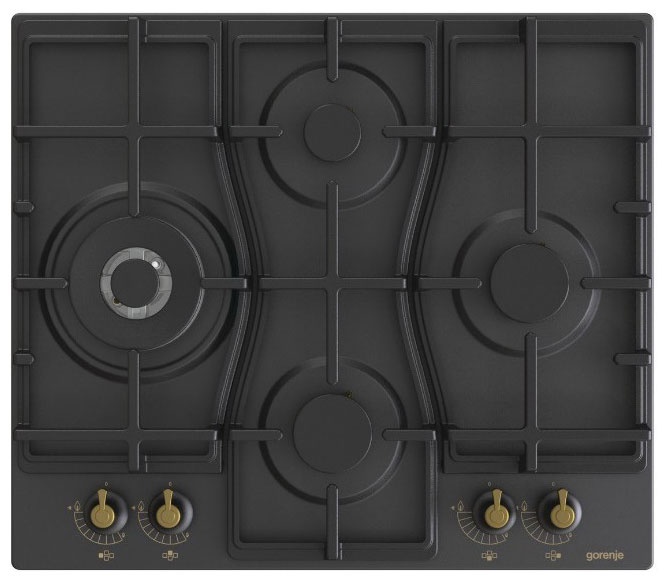 Газовая варочная панель Gorenje GW6D42CLB 60 см, 4 конфорки электроподжиг газконтроль, черный фото 1