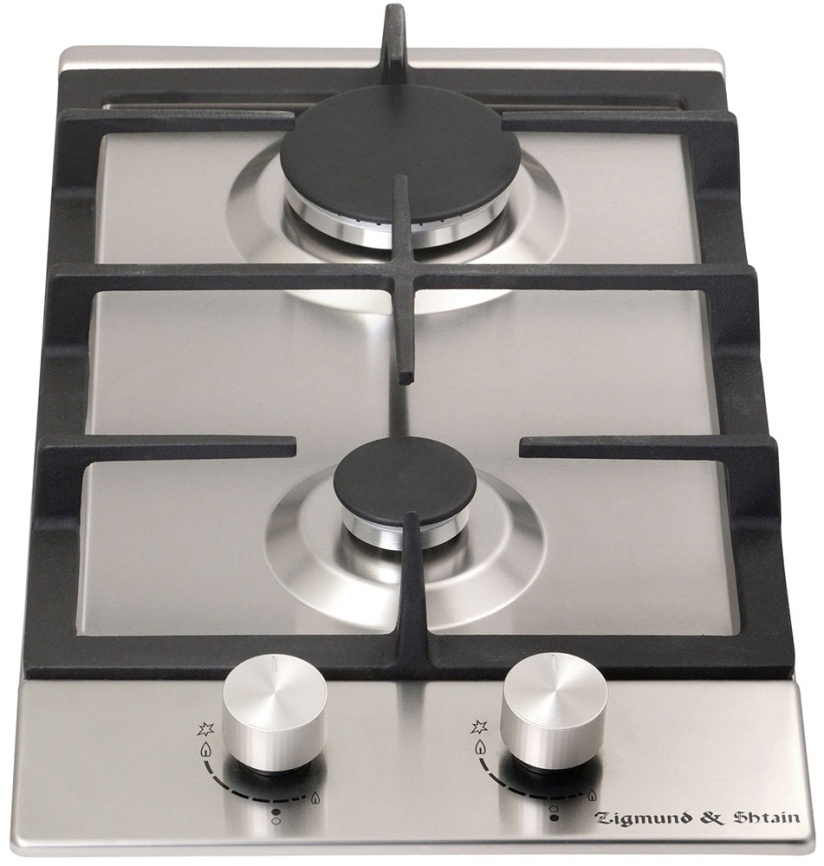 Газовая варочная панель Zigmund & Shtain G 14.3 S 29 см, 2 конфорки электроподжиг газконтроль, серебристый фото 2