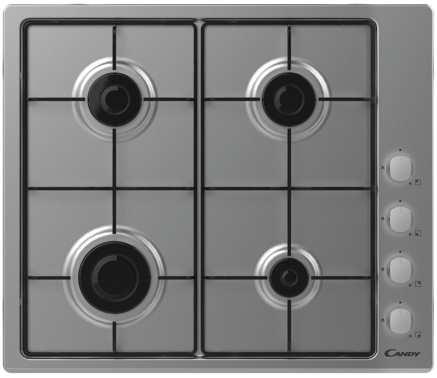 Газовая варочная панель Candy CHW60LX 59 см, 4 конфорки электроподжиг газконтроль, серебристый фото 1