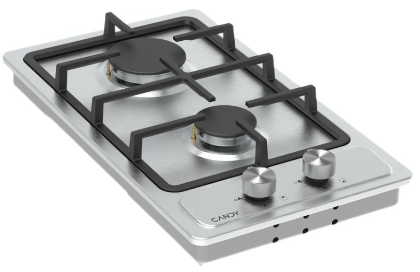 Газовая варочная панель Candy CHXM32CX 29 см, 2 конфорки электроподжиг, серебристый фото 3
