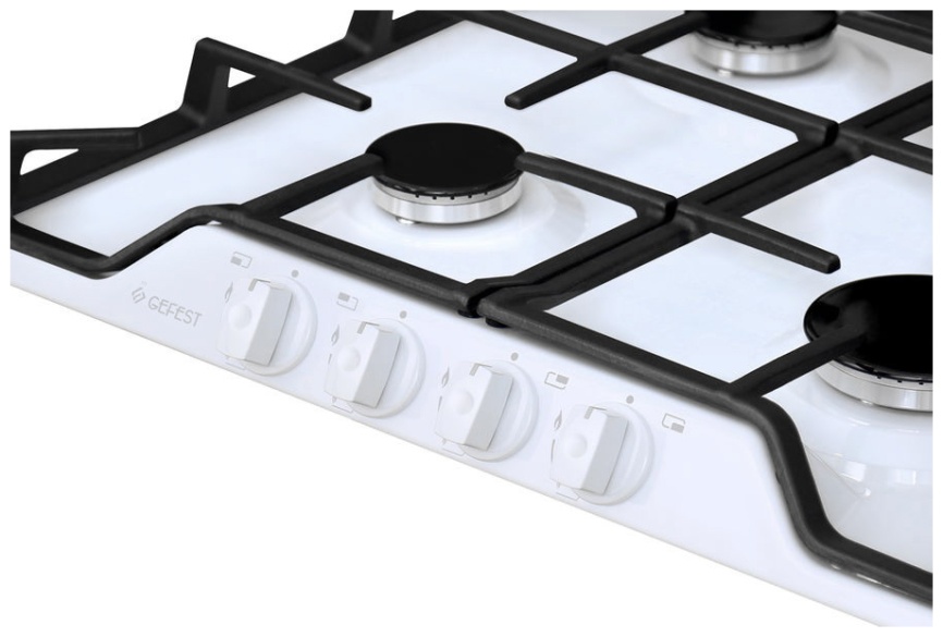 Газовая варочная панель Gefest ПВГ 1212 59 см, 4 конфорки электроподжиг газконтроль, белый фото 2