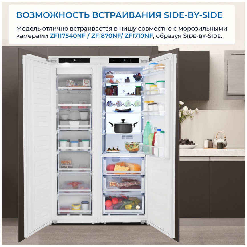 Встраиваемый однокамерный холодильник Zugel ZRI1750NF No frost, белый фото 9