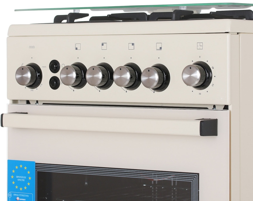 Газовая плита De luxe 5040.40г(кр) ЧР-013 50 см, 43 л, 4 конфорки, слоновая кость фото 12