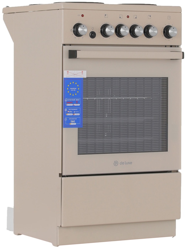 Электроплита De luxe 5004.16э-016 50 см, 43 л, 4 конфорки, белый фото 2