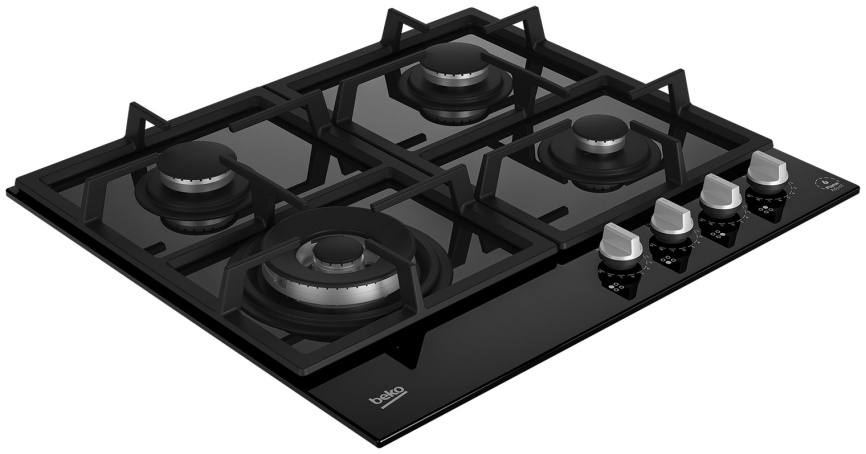 Газовая варочная панель Beko HILW64325SB 58 см, 4 конфорки электроподжиг газконтроль, черный фото 2