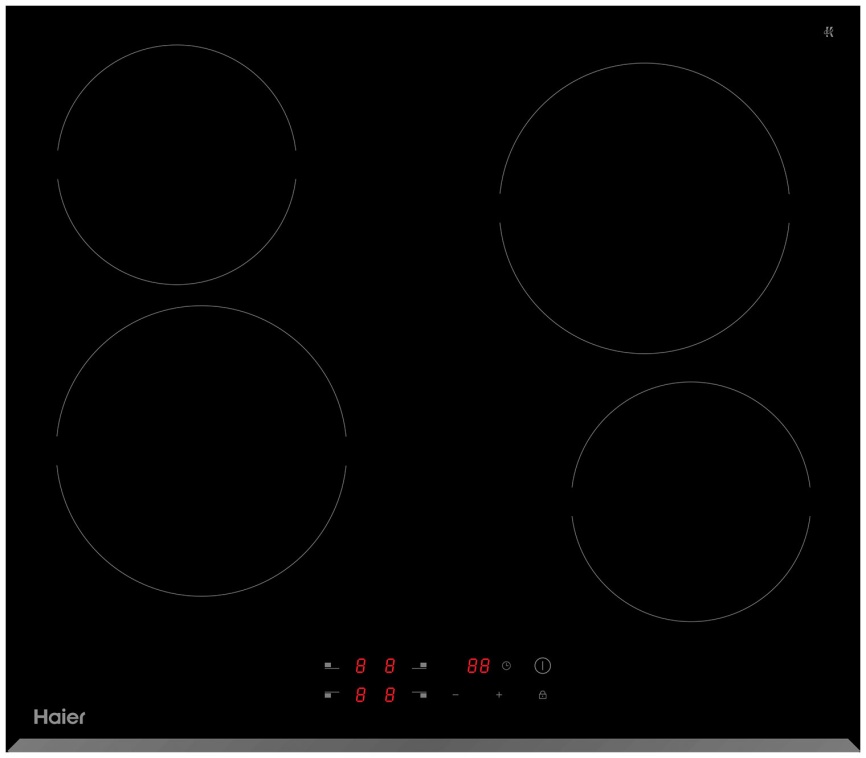 Электрическая варочная панель Haier HHY-C64RVB 59 см, 4 конфорки стеклокерамика, черный фото 1