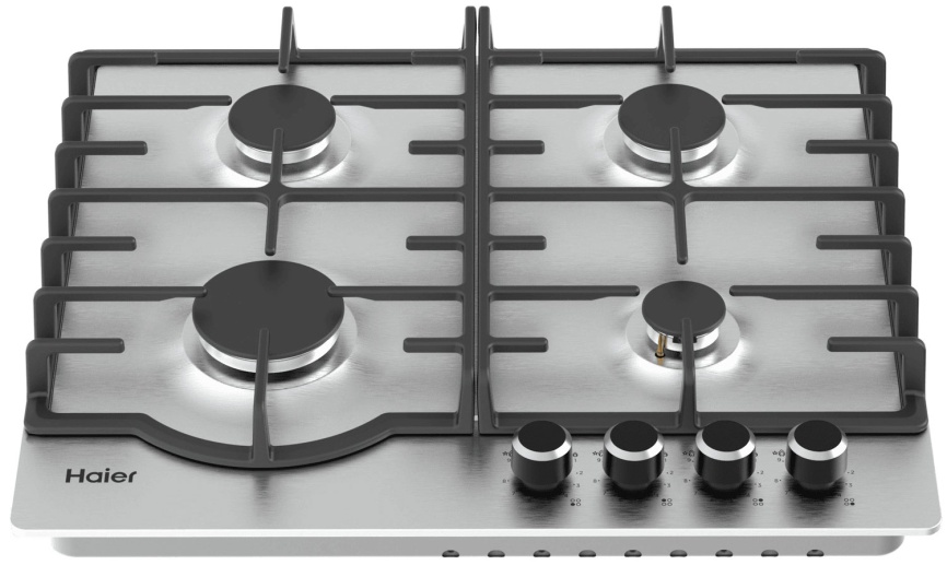 Газовая варочная панель Haier HHX-M64RNVX 58 см, 4 конфорки электроподжиг газконтроль, серебристый фото 3