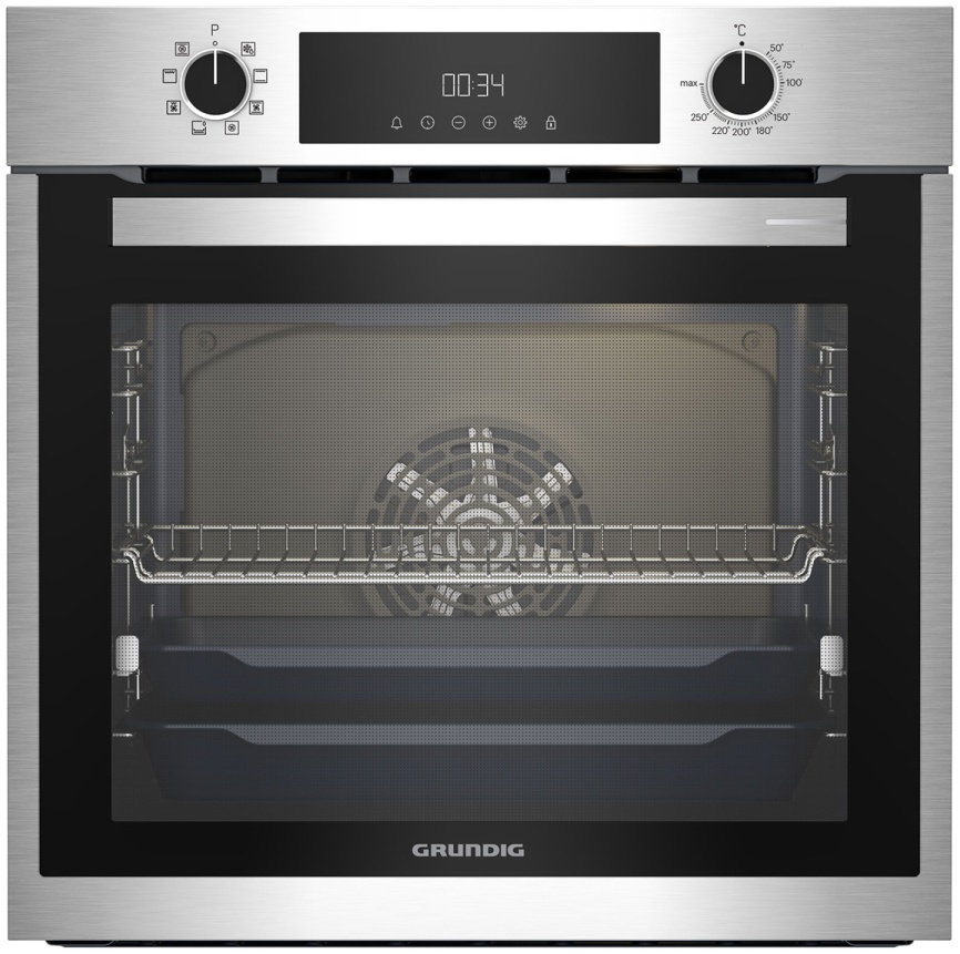 Электрический духовой шкаф Grundig GEBM11300XC 59 см, 72 л гриль конвекция, серебристый фото 1