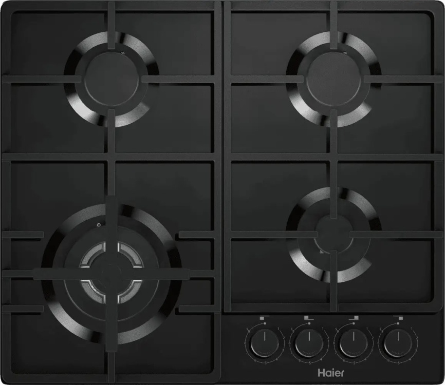 Газовая варочная панель Haier HHQ-G64CTQB 4 конфорки газ-контроль, черный фото 1