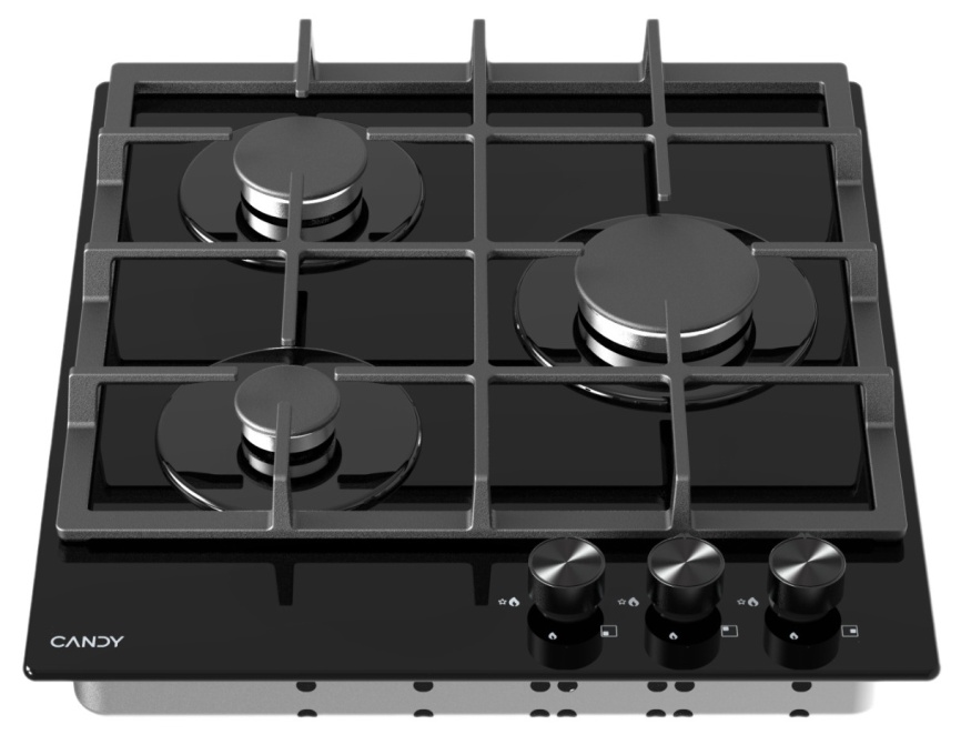 Газовая варочная панель Candy CHXG53CNB 44 см, 3 конфорки электроподжиг газконтроль, черный фото 2