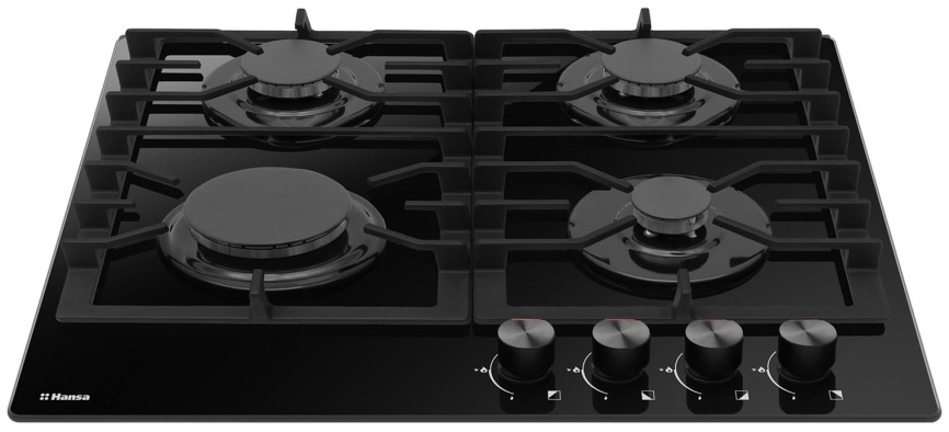 Газовая варочная панель Hansa BHKS610301 59 см, 4 конфорки электроподжиг газконтроль, черный фото 2