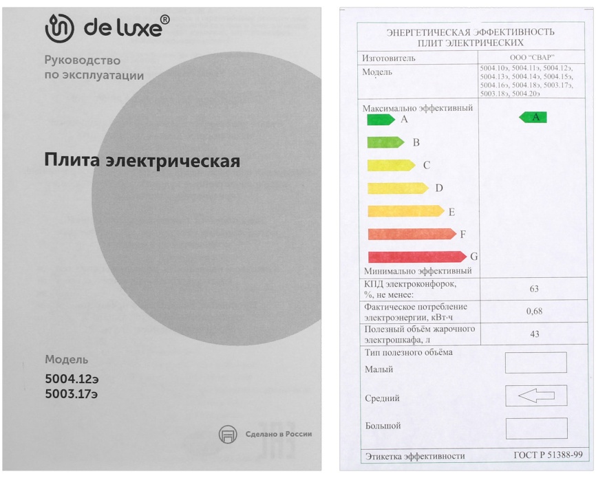 Электроплита De luxe 5004.12 э (без щитка и крышки) 50 см, 4 конфорки, черный фото 10