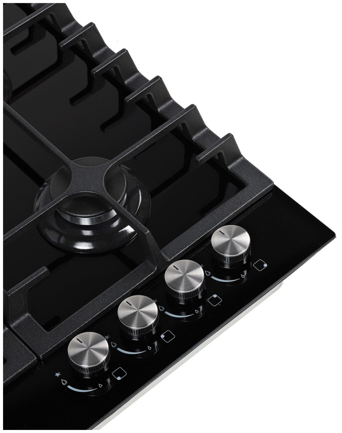 Газовая варочная панель Zigmund & Shtain MN 185.61 B 58 см, 4 конфорки электроподжиг газконтроль, черный фото 3