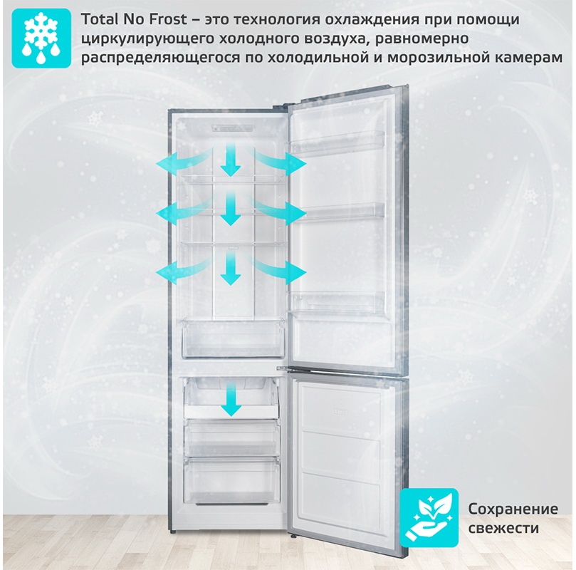 Двухкамерный холодильник Harper RH5559BB No frost, серый металлик фото 4