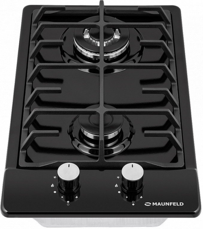 Газовая варочная панель Maunfeld EGHE.32.63CB/G 32 см, 2 конфорки электроподжиг газконтроль, черный фото 2