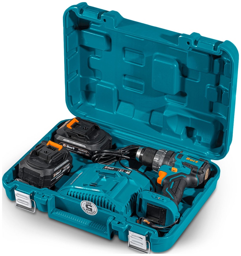 Дрель-шуруповерт аккумуляторная Bort ударная, BAB-21U (2x4А.ч) фото 9