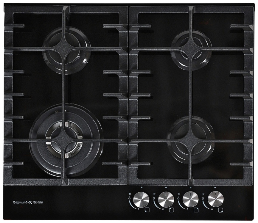 Газовая варочная панель Zigmund & Shtain MN 185.61 B 58 см, 4 конфорки электроподжиг газконтроль, черный фото 1