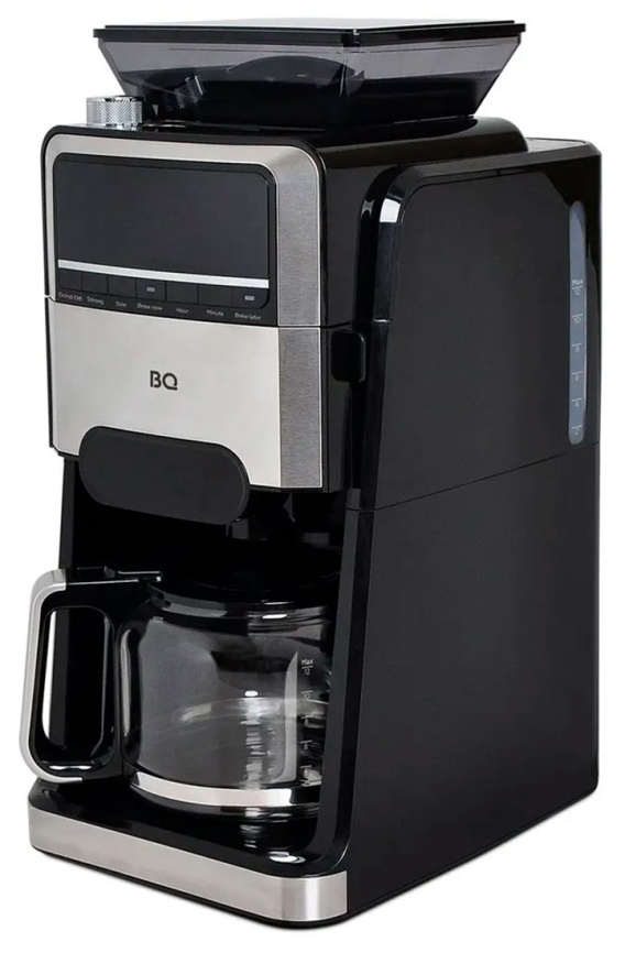 Кофеварка капельная BQ CM3002, со встроенной кофемолкой, черный/стальной фото 1