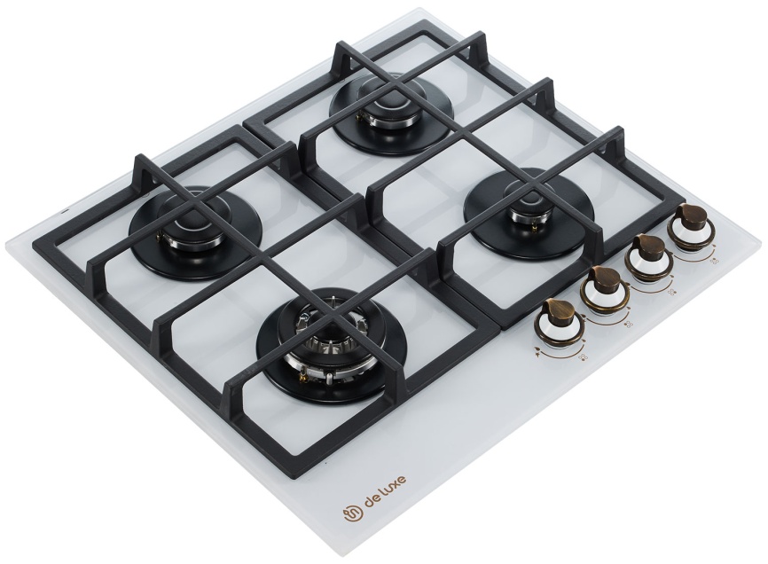 Газовая варочная панель De luxe GG4 750229F-TC-153 58 см, 4 конфорки электроподжиг газконтроль, белый фото 2