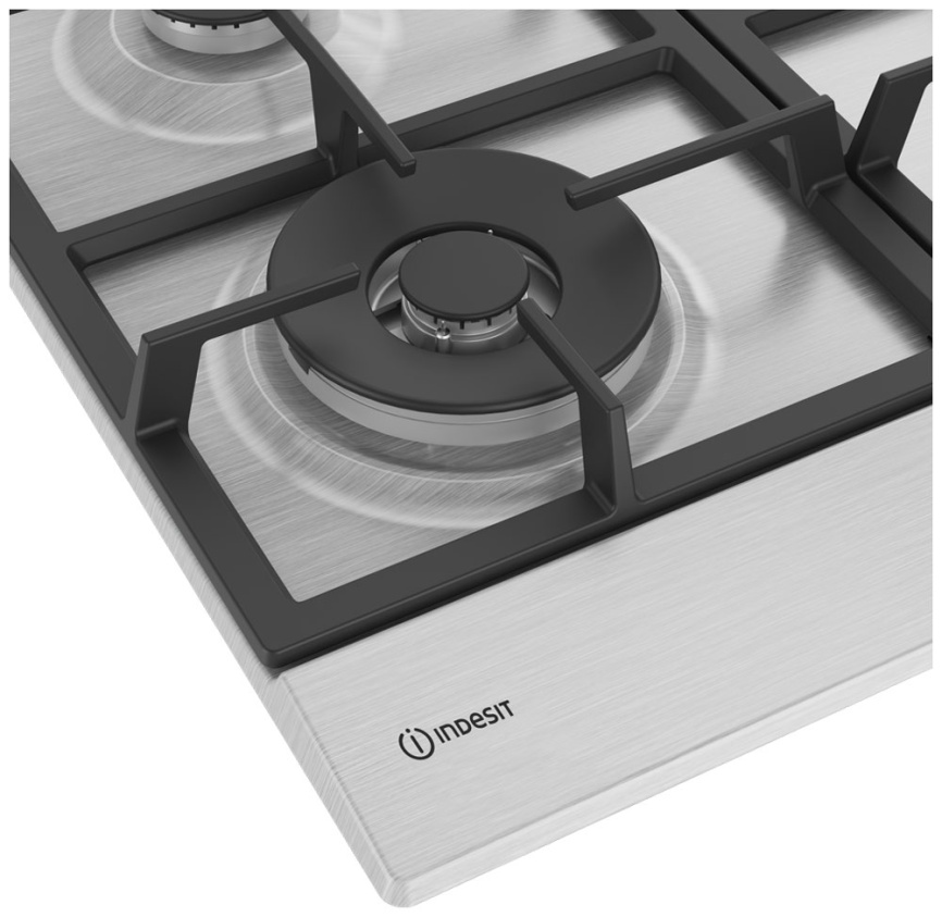 Газовая варочная панель Indesit THPM 642 W/IX/I RU 58 см, 4 конфорки электроподжиг газконтроль, серебристый фото 3